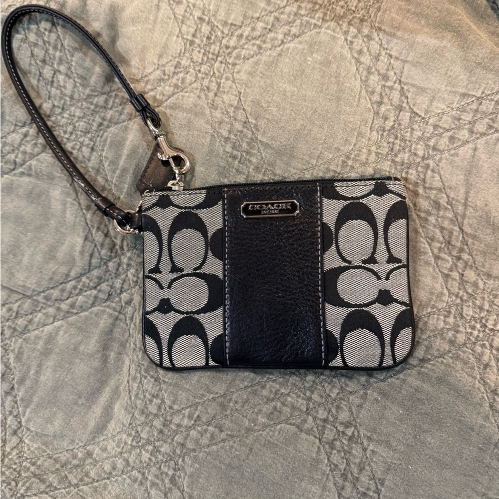 Coach Monogram Black and Gray Wristlet